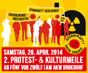 Hallo E.on: Warum dann nicht auch gleich das AKW Brokdorf abschalten? Am 26. April, zum Tschernoby-Jahrestag, ist dort Protest- und Kulturmeile.