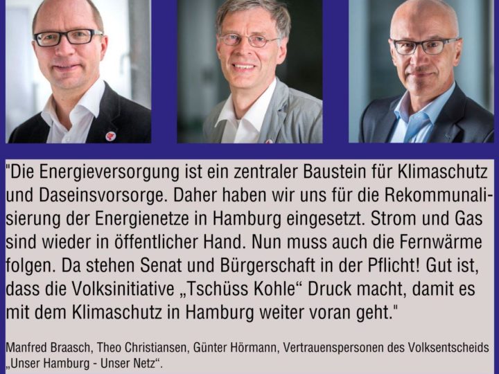 Volksentscheid Unser Hamburg – Unser Netz: Vertrauenspersonen fordern Rückkauf der Fernwärme