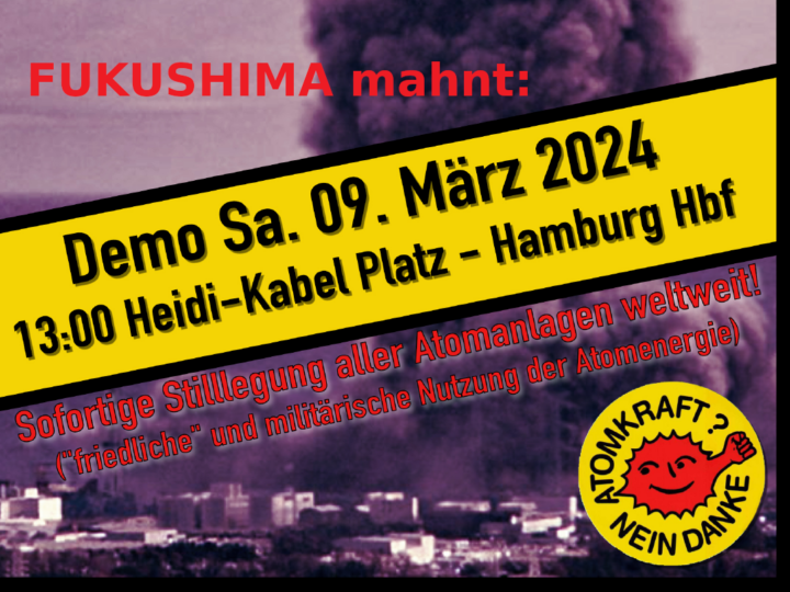 Atomkatastrophe Fukushima: Mahnung in Hamburg – Atomausstieg fortsetzen! IPPNW-Anzeigen-Aktion unterstützen!